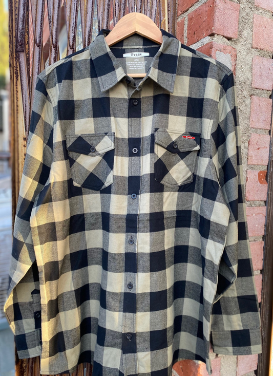 Hex Black and Sage Plaid Flannel